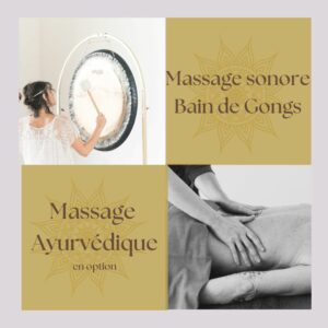 Massage et bain de gongs lors des retraites et séjour kundalini yoga dans la Drôme